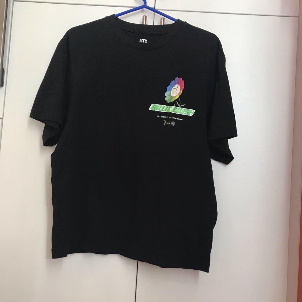 Billie Eilish Uniqlo oversized T-shirt, size: M, color: black. Gently used.